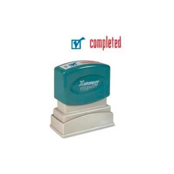 Shachihata Inc. Xstamper® Pre-Inked Message Stamp, COMPLETED, 1-5/8" x 1/2", Blue/Red 2026